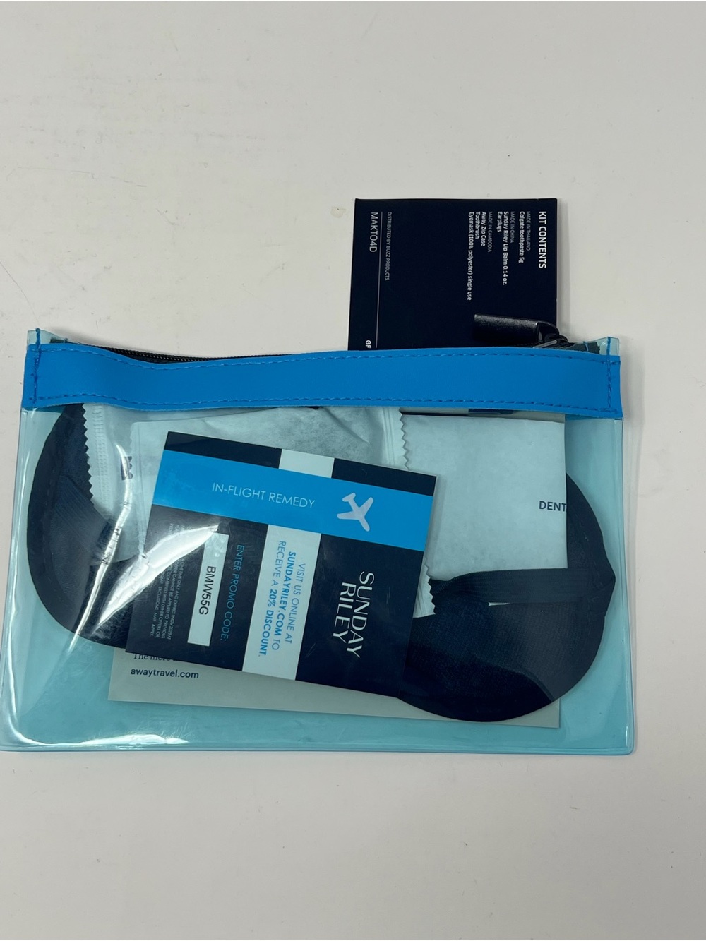 NWT Sunday Riley United Airlines Sleep Mask and More with AwayTravel Pouch